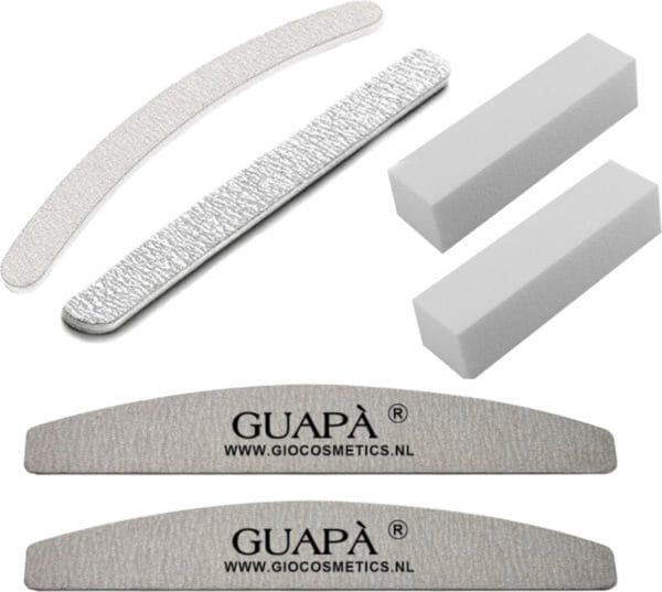 Guapà - nagel vijlen set 6 stuks 100/180 gritt voor kunstnagels & acryl nagels - high quality