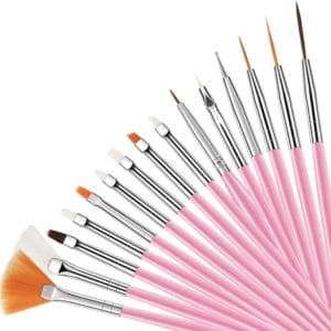 GUAPÀ - Penselen Set Roze voor Nail Art / Acryl & Gel Nagels - Professional Nail Brushes - 15 Delig