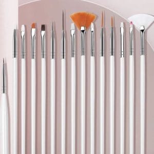 GUAPÀ - Penselen Set Wit voor Nail Art / Acryl & Gel Nagels - Professional Nail Brushes - 15 Delig