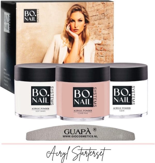 GUAP� Acryl Poeder - Acryl Nagels - Acryl Starterspakket - Acryl Poeder Clear | Cover Pink | Soft White | French Manicure Nails - 3 x 25 gr