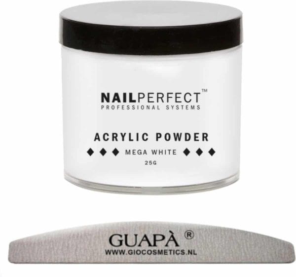 GUAP� Acrylpoeder Wit | Acrylic Powder Mega White | 25 gr | Professionele Acryl Poeder