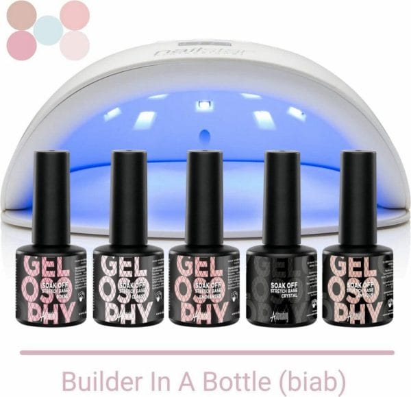 GUAP� BIAB Builder Gel In A Bottle | BIAB Nagellak | Gelnagels Starterspakket | Nagellak | Gellak Pink | Builder Gel | 5 x 7 ml BIAB Essentials Kit + Nagel Led Lamp