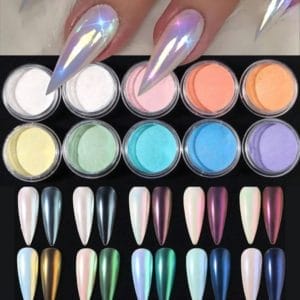 GUAP� Chrome Glitter Poeders Nagels | Spiegel & Chrome Nail Art Poeders | 10 Holografische Glitters Nagels | Spiegel en pigment poeders | Chrome Nagels | 10 stuks diverse kleuren nagelpoeders