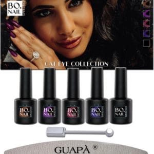 GUAP� Gellak Kleuren Pakket | Gelnagels | Gellak Set | Pink Gellaç | Gel Nagellak | Soakable Gel Polish | 5 x 7 ml Magnetische Gellak Cat Eye