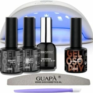 GUAP� Gellak Starterspakket | Gellak | Gellak Lamp | Gellak starterspakket met lamp | Complete Gellak Kit | Gelpolish Kit | Gellak Bruin