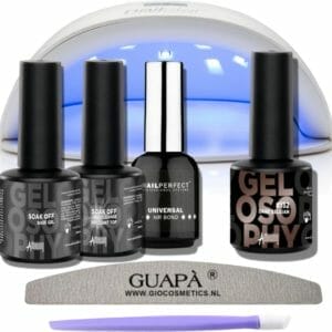 GUAP� Gellak Starterspakket | Gellak | Gellak Lamp | Gellak starterspakket met lamp | Complete Gellak Kit | Gelpolish Kit | Gellak Donker Bruin