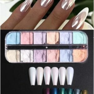 GUAP� Holografische Glitter Poeder Set | 12 Nail Art glitters | Nail Art & Nagel Decoratie | Spiegel en pigment poeder | Chrome Nagels | 12 stuks diverse kleur nagelpoeder