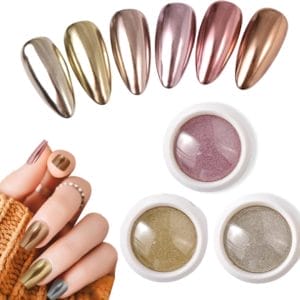 GUAP� Holografische Glitter Poeder Set | 6 Nail Art glitters | Nail Art & Nagel Decoratie | Spiegel en pigment poeder | Chrome Nagels | 3 stuks diverse kleur nagelpoeder