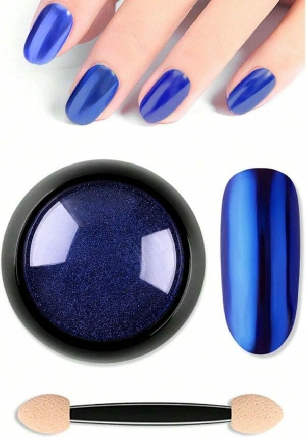 Guap� holografische poeder | nail art glitter poeder | nagelversiering | metallic nails | chrome nails | navy blauw