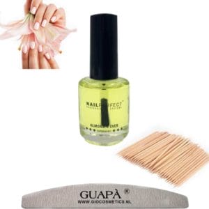 GUAP� Nagelriemolie Almond 5 ml | Cuticle Oil + Nagelvijl 100/180 + Cuticle Pusher | Nagelriem Duwer