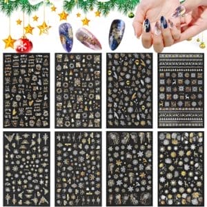 GUAP� Nagelstickers | Nagel Stickers Kerst | Nail Art 3D Stickers | Nagelstickers Kinderen | Nail Art Stempel | Nagelstickers Kerst | 8 Nail Art Kerst stickervellen
