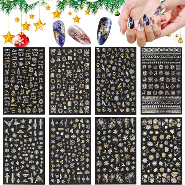 Guap� nagelstickers | nagel stickers kerst | nail art 3d stickers | nagelstickers kinderen | nail art stempel | nagelstickers kerst | 8 nail art kerst stickervellen