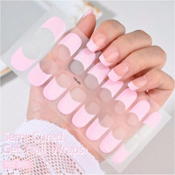 Guap� nagelstickers & nail wraps 16 pcs | nail art | nagel folie | diverse kleuren nail wrap | 16 nagelstickers roze | nail wraps stickers | gellak nagel wraps | 16 nagel wrap stickers french manicure roze