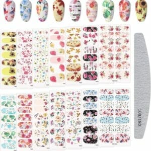 GUAP� Nagelstickers & Nail wraps - Nail Art - Nagel Folie - Diverse kleuren Nail Wrap - 14 Vellen Nagelstickers | Bloemen nagelstickers | Nagellak folie