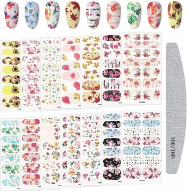 Guap� nagelstickers & nail wraps - nail art - nagel folie - diverse kleuren nail wrap - 14 vellen nagelstickers | bloemen nagelstickers | nagellak folie