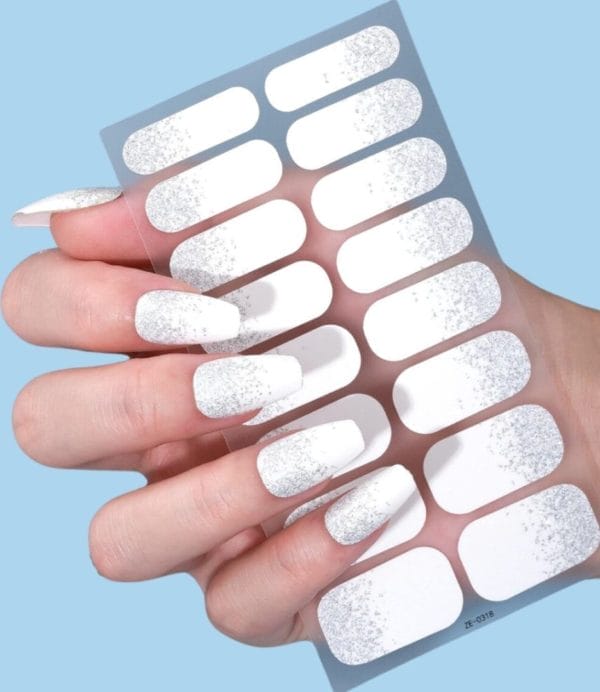 Guap� nagelstickers & nail wraps - nail art - nagel folie - zilveren nail wrap - nagellak nagelstickers - zilver met glitters - 16 nagelstickers