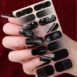 GUAP� Nagelstickers & Nail wraps - Nail Art - Nagel Folie - Zwarte Nail Wrap - Nagellak Nagelstickers - Zwart met glitters - 16 Nagelstickers