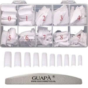 GUAP� Nageltips 100 stuks in stevige doos | Plaknagels | Nepnagels | Nagelverlenging Acryl en Gel | Wit French Manicure