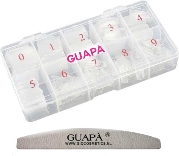 GUAP� Nageltips 500 stuks in stevige doos | Plaknagels | Nepnagels | Nagelverlenging Acryl en Gel | Transparant