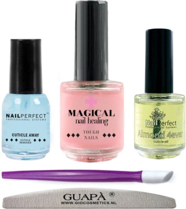 Guap� nagelverharder nail essentials set - herstel beschadigde nagels na kunstnagels of medicijngebruik - met herstellende nagelolie, nagelriemcreme en nagelverharder