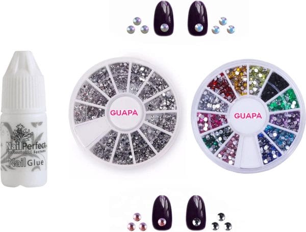 GUAP� Nail Art Nagel Decoratie steentjes & diamantjes inclusief Nail Art Nagellijm 3 ml