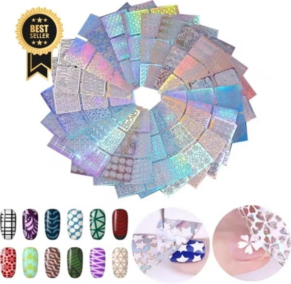 Guap� nail art nagel sjabloon stickers 12 vellen | zelfklevende nagelstickers & nageldecoratie | nail art decals | nagel stickers diverse patronen