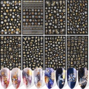 GUAP� Nail Art Nagelstickers | Nagel Stickers Kerst | Nail Art 3D Stickers | Gellak | Acryl Nagels | Nagelstickers Kinderen | Nail Art Stempel | 8 vellen kerst nagelstickers