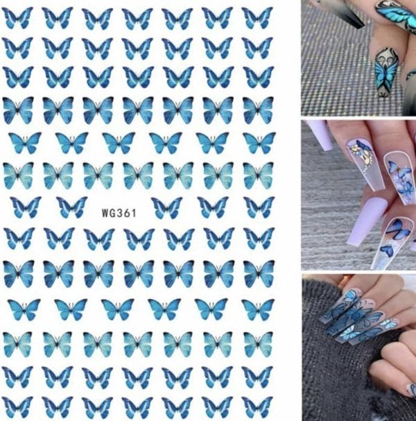 GUAP� Nail Art Nagelstickers | Nagel Stickers | Nail Art 3D Stickers | Nagelstickers Kinderen | Nail Art Stempel | Vlinders Blauw