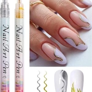 GUAP� Nail Art Pen | Graffiti Stiften voor Nail Art | Nagel Decoratie | Goud & Zilveren Nagel Stift | Nail Art Vormen | Nagelversiering | 2 Nail Art Stiften