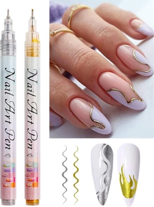 Guap� nail art pen | graffiti stiften voor nail art | nagel decoratie | goud & zilveren nagel stift | nail art vormen | nagelversiering | 2 nail art stiften