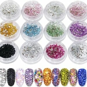 GUAP� Nail Art Rhinestones | 12 diverse kleuren diamantjes | Nagel diamantjes | Nagelsteentjes | Nagel versiering en decoratie | Nagelstickers | Ook geschikt voor Acrylic, Gellak, Gel en Polygel Nagels | Nail Art