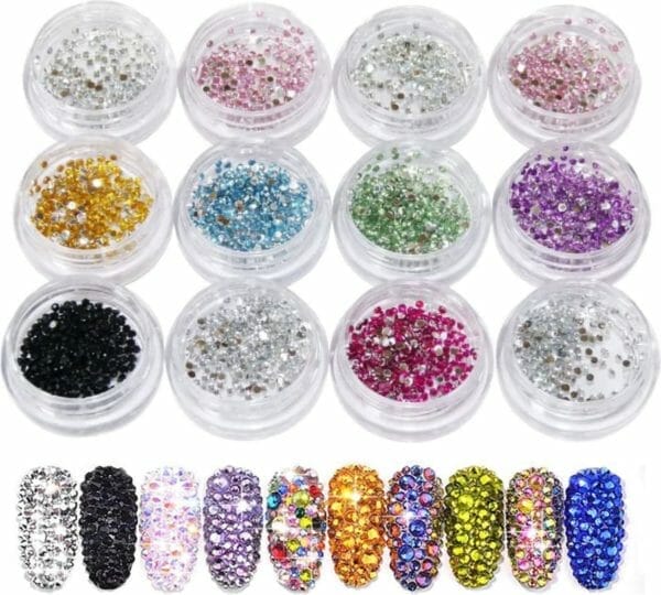 Guap� nail art rhinestones | 12 diverse kleuren diamantjes | nagel diamantjes | nagelsteentjes | nagel versiering en decoratie | nagelstickers | ook geschikt voor acrylic, gellak, gel en polygel nagels | nail art