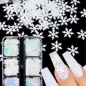 GUAP� Nail Art Sneeuw Vlokken | 3D Kerst Nagels | Nageldecoratie 3D Kerstvlokken | Glow In The Dark | Nagel versiering | Rhinestones | Nagelglitters | Sneeuw vlokken Nail Art