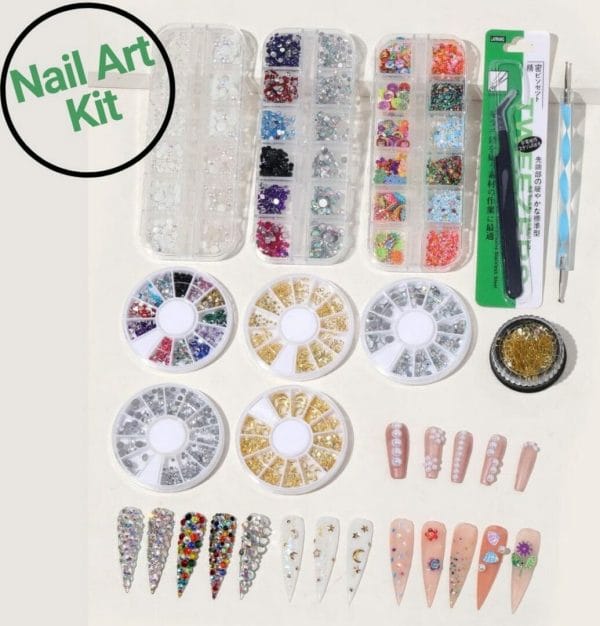 Guap� nail art starterspakket compleet | diamantjes | rhinestones | nagel decoratie | nail art glitters | nail art penselen | dotting penseel | 11 delige nail art kit