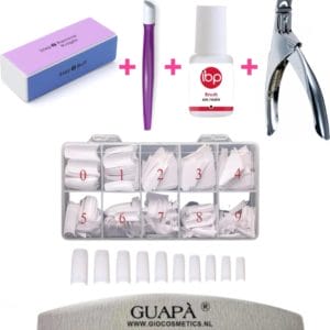 GUAP� Nepnagels met nageltips en nagellijm | Plaknagels | Kunstnagels | Nagelverlenging | Polygel | French Manicure Wit 100 stuks