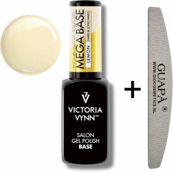 Guap� rubber base - victoria vynn™ gel polish mega base - hard & long nails - builder gel - biab - lemon 8 ml