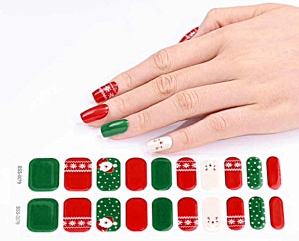 Gel nail wraps - gel nagel wraps - gel nail stickers - gel nagel folie - uv lamp - christmas snowman