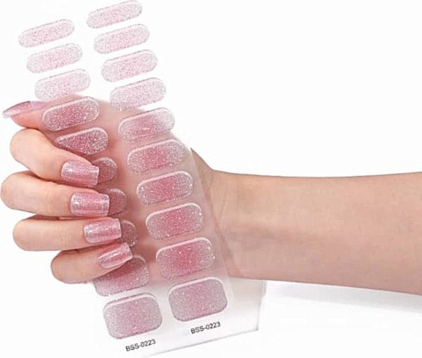 Gel nail wraps - gel nagel wraps - gel nail stickers - gel nagel folie - uv lamp - glitter pink