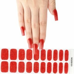 Gel Nail Wraps - Gel Nagel Wraps - Gel Nail Stickers - Gel Nagel Folie - UV lamp - Glitter Red