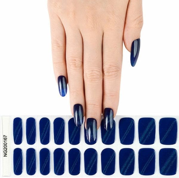 Gel nail wraps - gel nagel wraps - gel nail stickers - gel nagel folie - uv lamp - glitter stripe dark blue