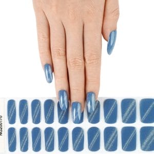 Gel Nail Wraps - Gel Nagel Wraps - Gel Nail Stickers - Gel Nagel Folie - UV lamp - Glitter Stripe Light Blue
