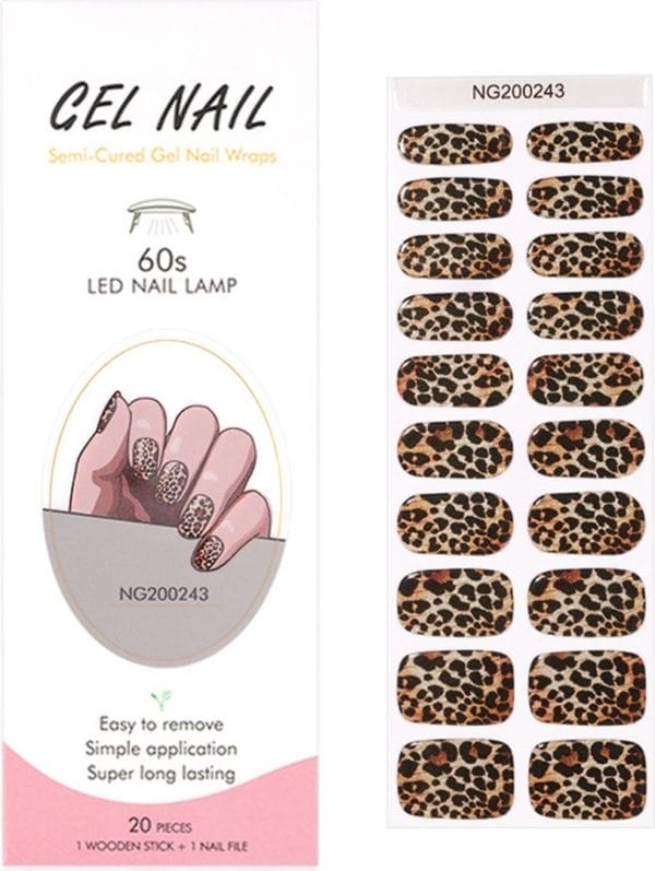Gel nail wraps - gel nagel wraps - gel nail stickers - gel nagel folie - uv lamp - leopard
