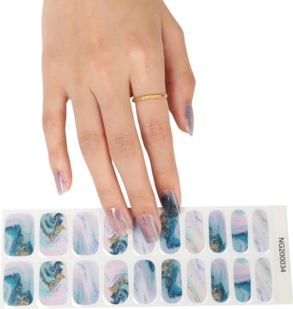 Gel nail wraps - gel nagel wraps - gel nail stickers - gel nagel folie - uv lamp - marble purple/gold