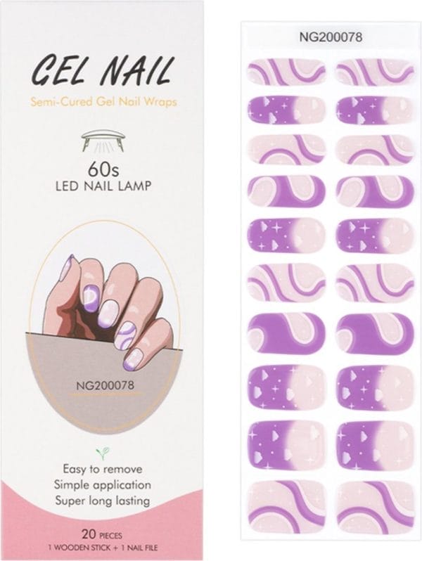 Gel nail wraps - gel nagel wraps - gel nail stickers - gel nagel folie - uv lamp - purple swirl