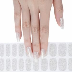 Gel Nail Wraps - Gel Nagel Wraps - Gel Nail Stickers - Gel Nagel Folie - UV lamp - Silver Glitter