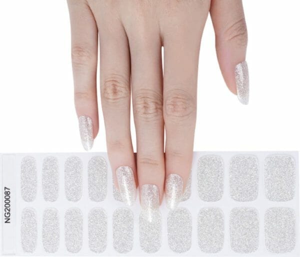 Gel nail wraps - gel nagel wraps - gel nail stickers - gel nagel folie - uv lamp - silver glitter