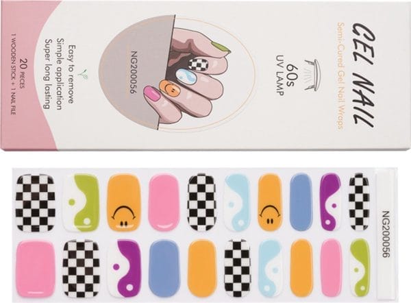 Gel nail wraps - gel nagel wraps - gel nail stickers - gel nagel folie - uv lamp - smiley mix