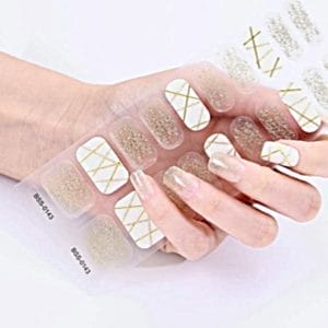Gel Nail Wraps - Gel Nagel Wraps - Gel Nail Stickers - Gel Nagel Folie - UV lamp - White Gold Glitter