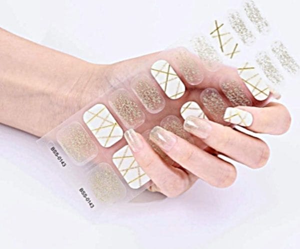 Gel nail wraps - gel nagel wraps - gel nail stickers - gel nagel folie - uv lamp - white gold glitter
