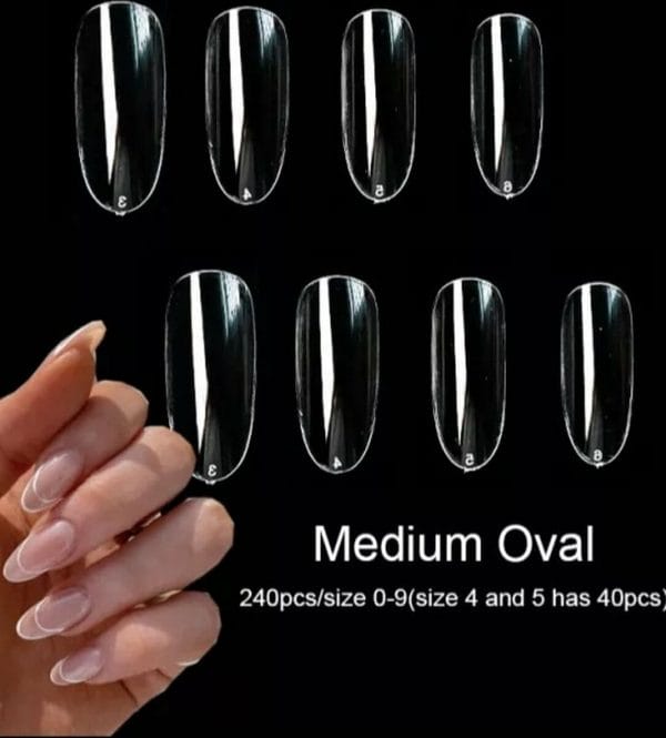 Gel Soft Flex Nepnagels Met Lijm - plaknagels Medium Oval shape nagels press on nails 100% soak-off - Nageltips Full Cover 240 Stuks Transparant / Clear Tips + nagelvijl+ nagellijm